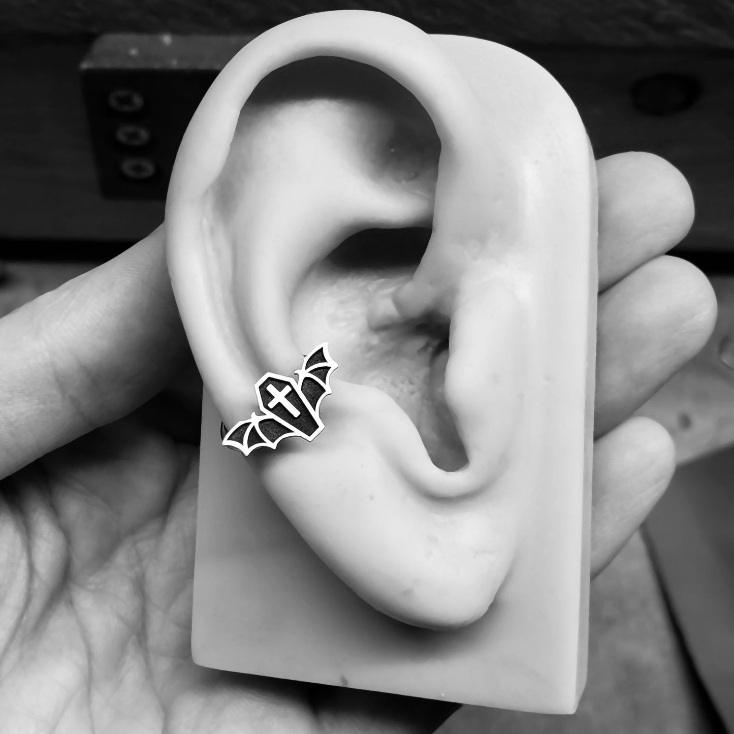 16G Coffin Bat Captive Bead Ring - Metal Lotus