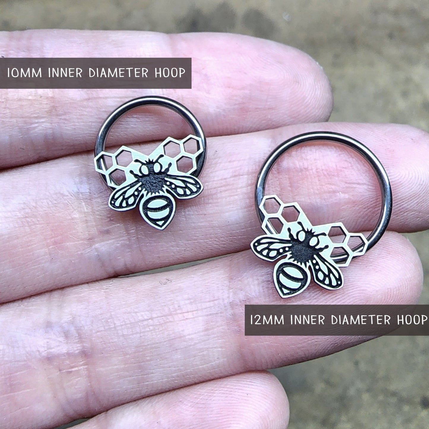 16G Honey Comb Bee Captive Ring - Metal Lotus