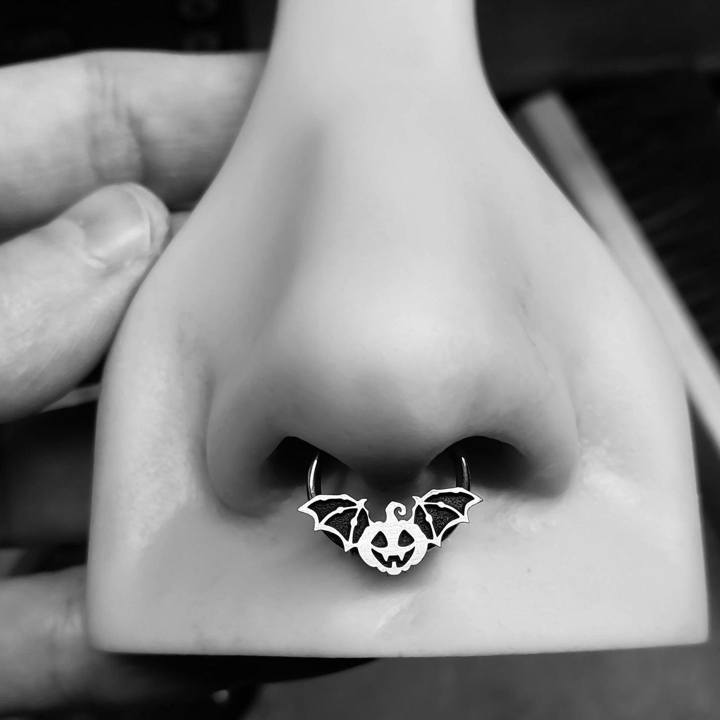 16G Pumpkin Bat Captive Bead Ring - Metal Lotus