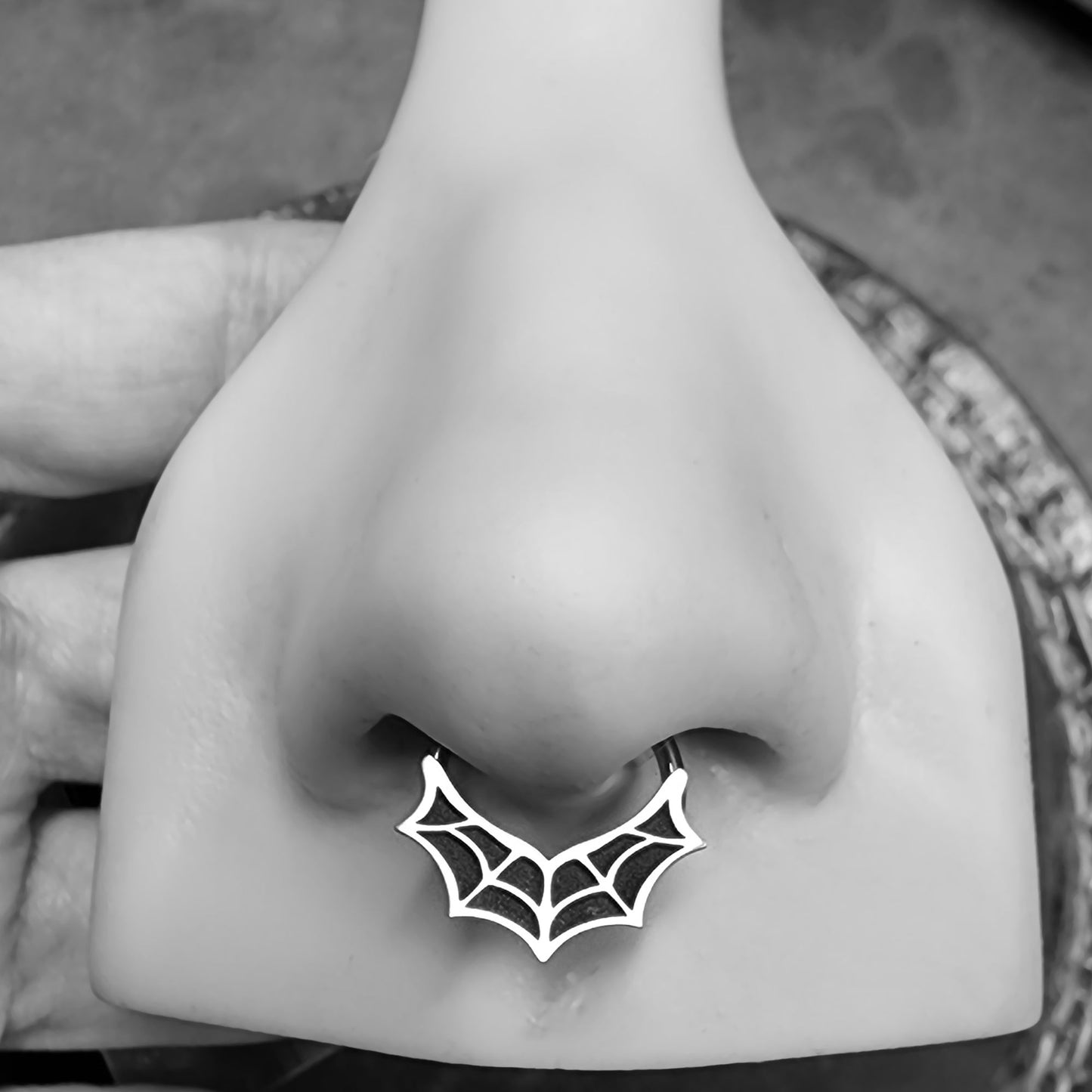 16G Spider Web Captive Bead Ring - Metal Lotus