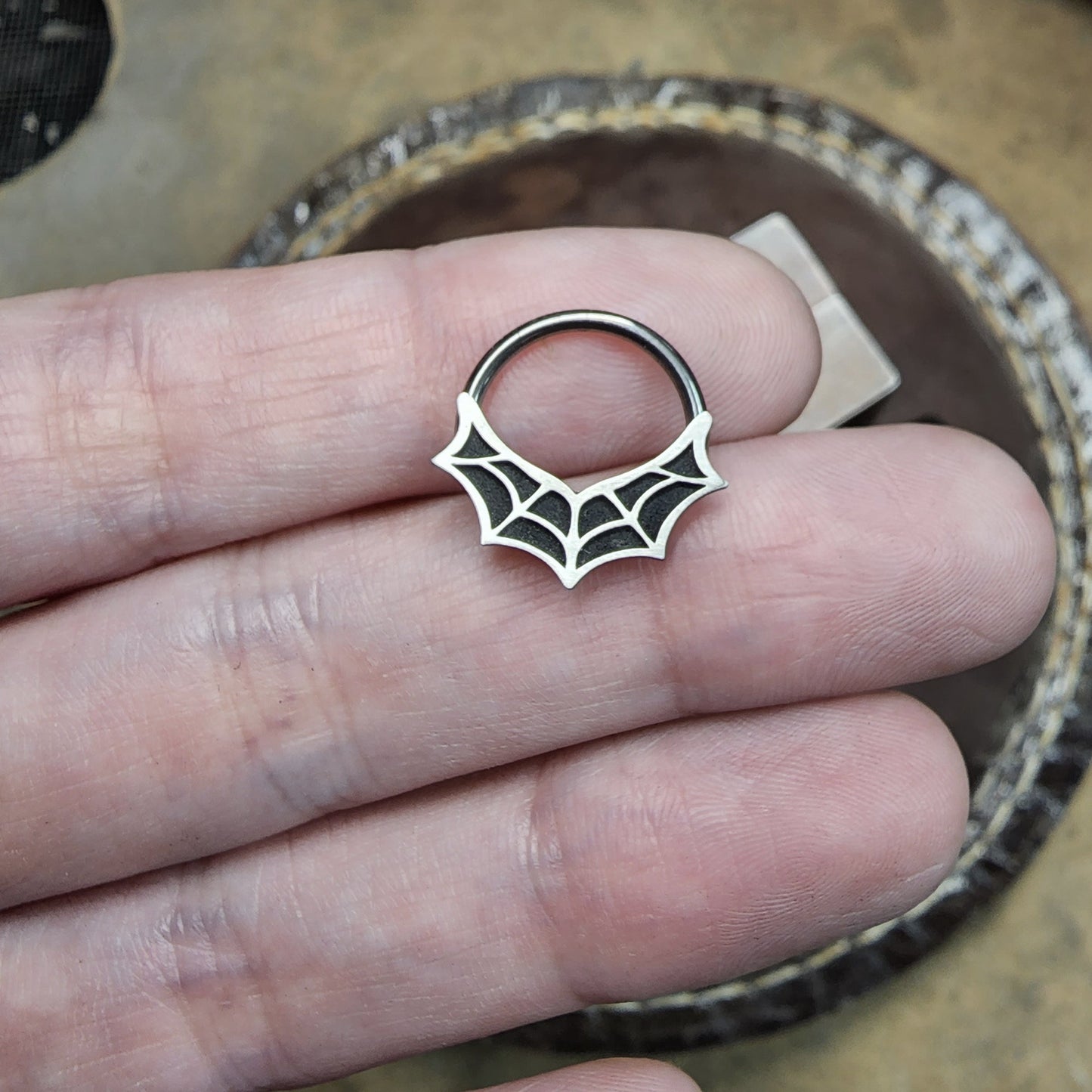 16G Spider Web Captive Bead Ring - Metal Lotus