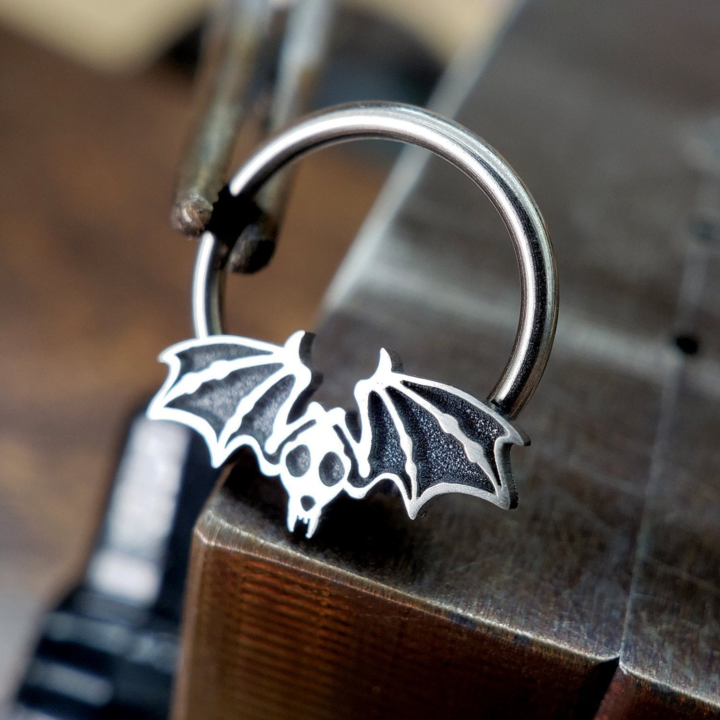 Bat Skeleton Captive Bead Ring - Metal Lotus