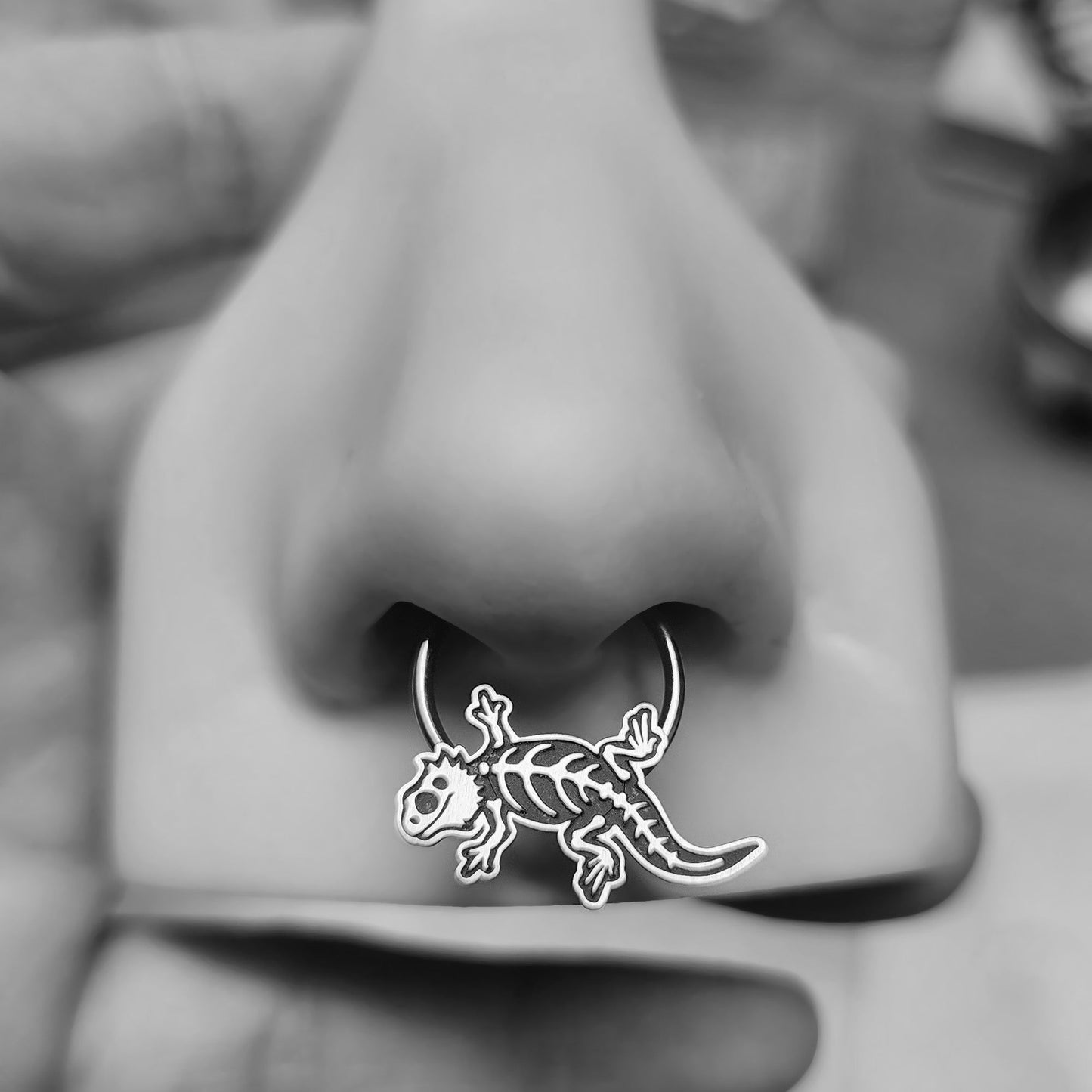 Bearded Dragon Skeleton Daith Earring + Septum Ring - Metal Lotus