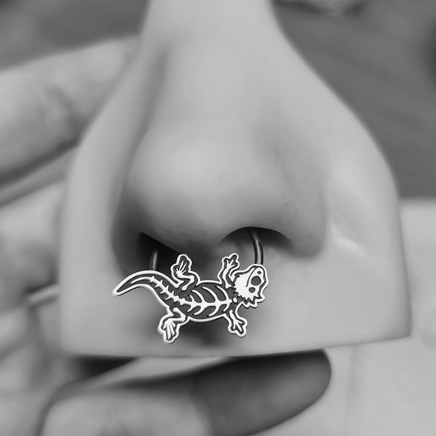Bearded Dragon Skeleton Daith Earring + Septum Ring - Metal Lotus