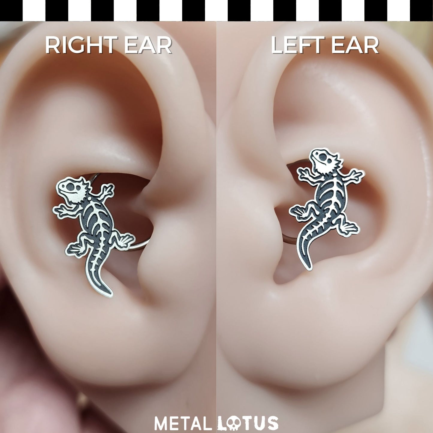 Bearded Dragon Skeleton Daith Earring + Septum Ring - Metal Lotus