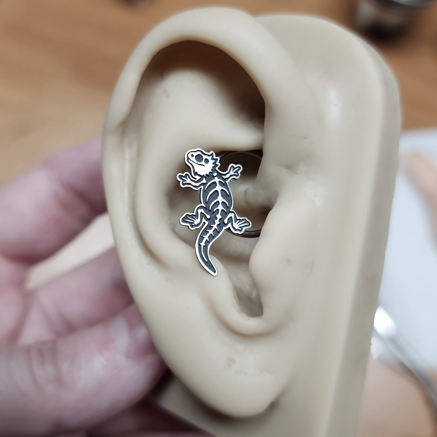 Bearded Dragon Skeleton Daith Earring + Septum Ring - Metal Lotus