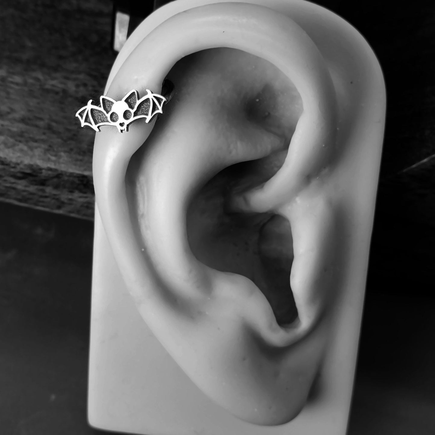 Cat Skull with Wings Captive Bead Ring - Metal Lotus