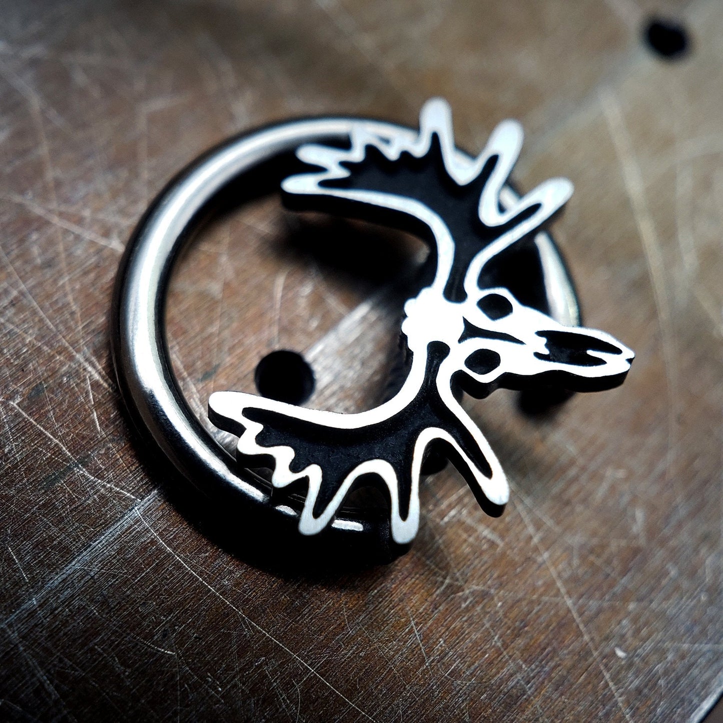 Moose Skull Captive Bead Ring - Metal Lotus
