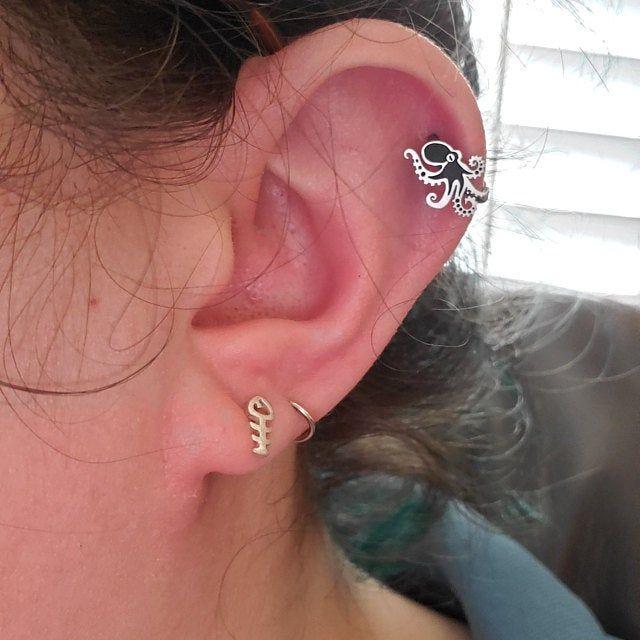 Octopus Captive Bead Ring - Metal Lotus