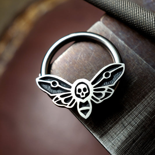 16G Death Moth Captive Bead Ring (NEW 2021 Redesign) - Metal Lotus