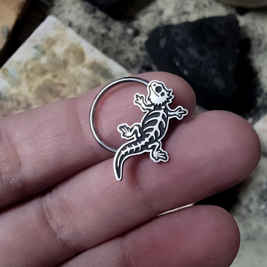 Bearded Dragon Skeleton Daith Earring + Septum Ring - Metal Lotus